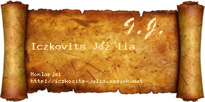 Iczkovits Júlia névjegykártya